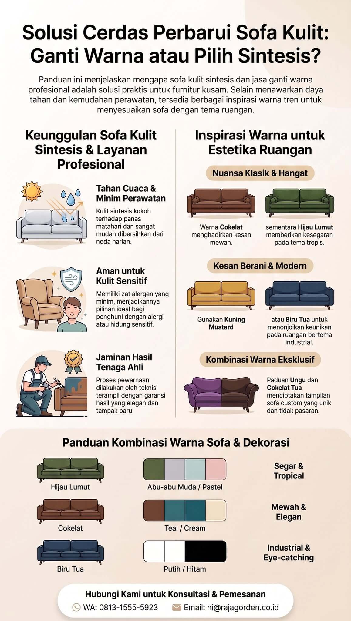Ganti Warna Sofa Kulit